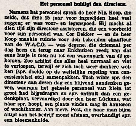 Persbericht huldiging Post, Nieuwe Hoornsche Courant, 3-4-1937