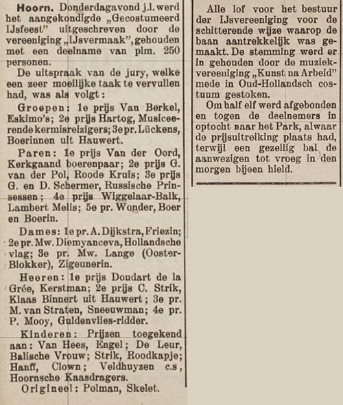 Persbericht prijzen IJsvermaak, 1924