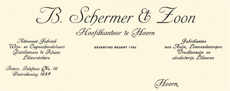 Briefhoofd Firma B. Schermer & Zoon