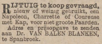 Advertentie rijtuig Van Balen Blanken