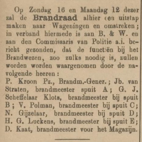 Persbericht Uitje Brandraad, 1905