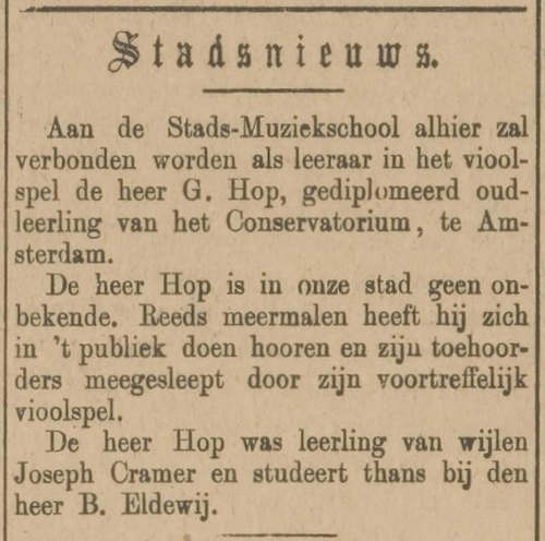 Persbericht G. Hop, 1902