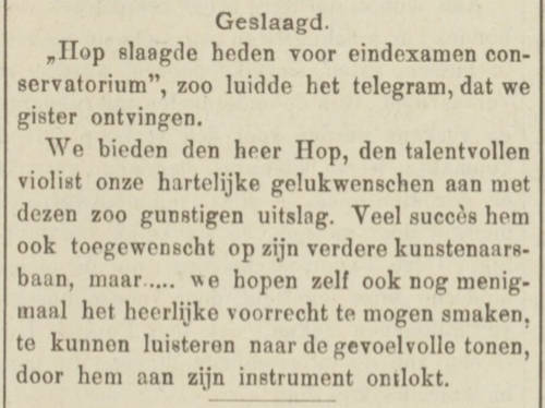 Persbericht G. Hop, 1904