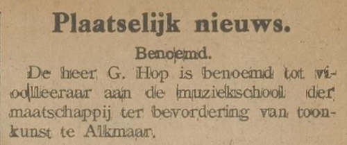Persbericht G. Hop, 1917