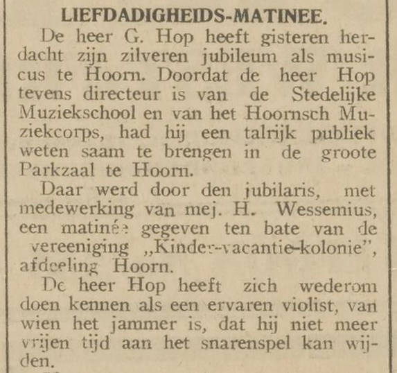 Persbericht G. Hop, 1923