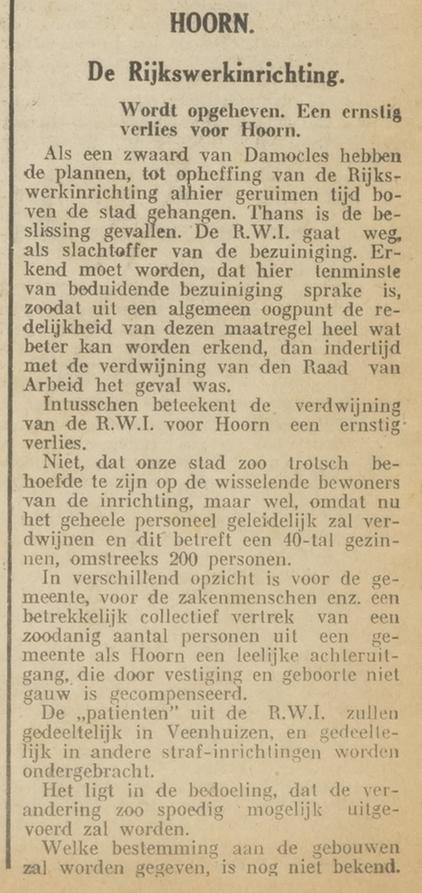 Persbericht RWI Hoorn