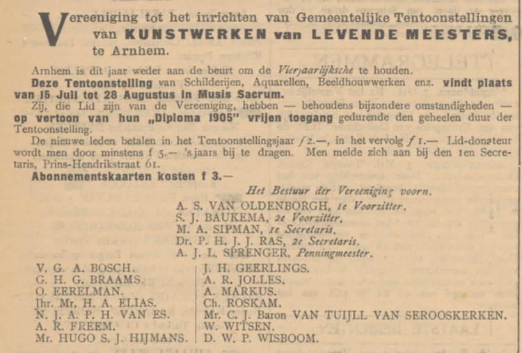 Tentoonstelling Levende Meesters 1905