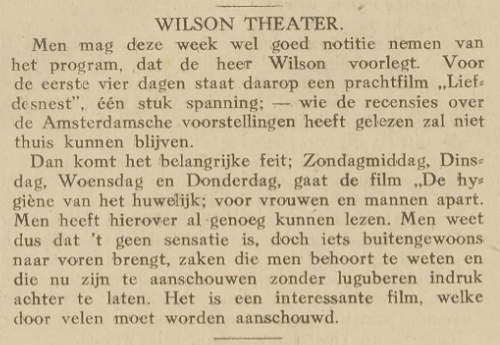 Persbericht Wilson-Theater