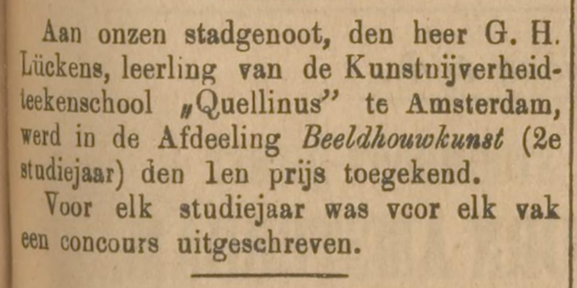 Persbericht Quellinusschool 1898-1899