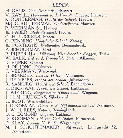 Ledenlijst Historisch Genootschap 1926