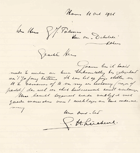 Brief G.H. Lückens, gericht aan Debutade
