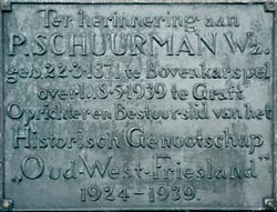 Tekstplaquette P. Schuurman Wz.